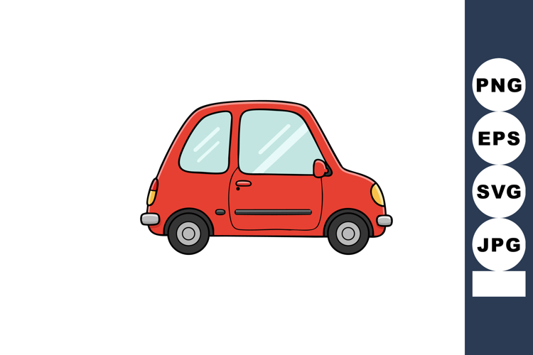 Small red car side view simple vector illustration for trans example image 1