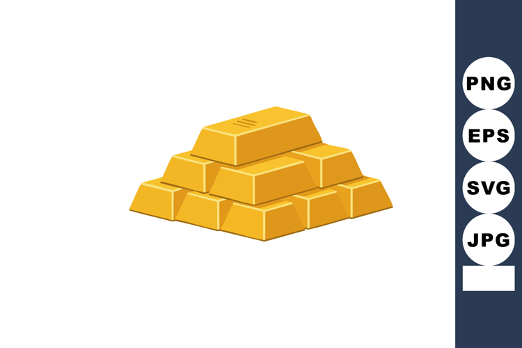 Gold bars stack illustration with shiny yellow golden metal