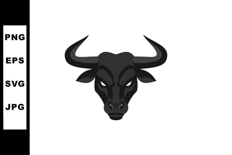 Bull head vector illustration with black and gray colors str