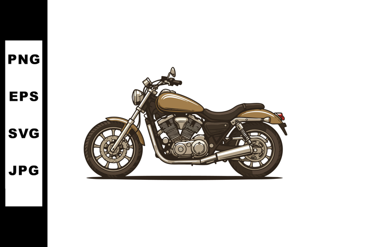Classic cruiser motorcycle side view with brown and beige co example image 1