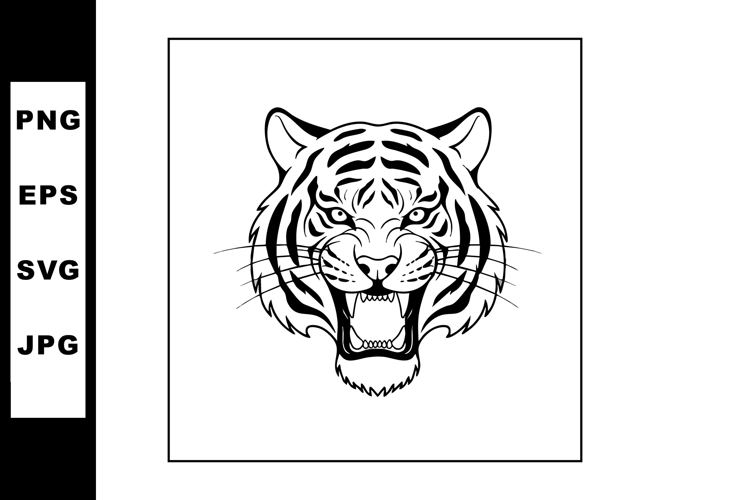 Tiger Clipart Black And White Image 6