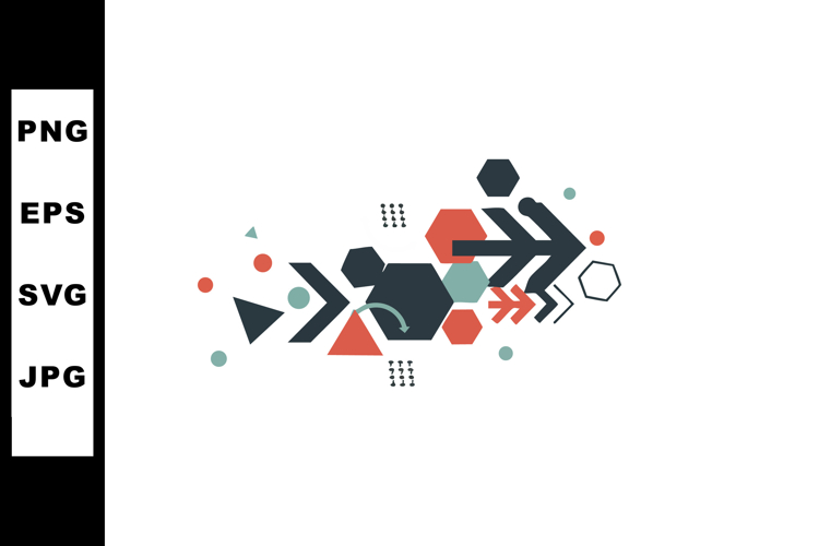 Abstract geometric shapes with arrows and hexagons in black example image 1
