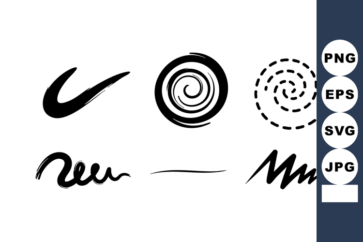 Abstract black ink brush strokes and swirl shapes vector des