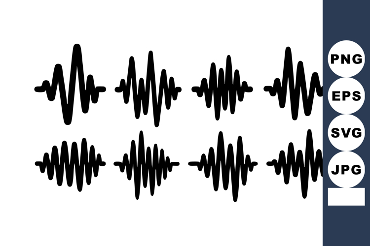 Sound wave vector with various black waveform shapes and au