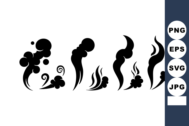 of black smoke and steam vector design elements with curls a