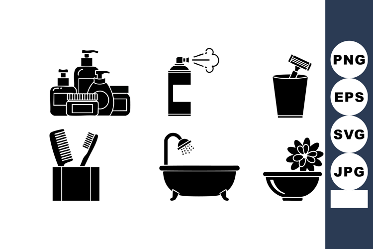 Bathroom hygiene essentials with shampoo soap spray comb to