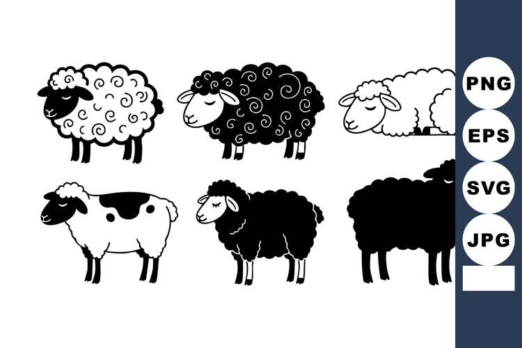 Farm Animal Black And White Clipart Image 9