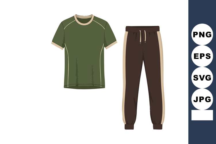 Green T-shirt and brown jogger pants casual outfit for men c