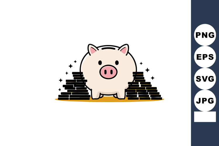 Piggy Bank With Money Clipart Image 24