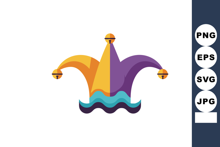 Colorful jester hat with bells icon isolated on white backgr example image 1