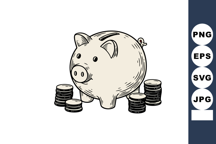 Piggy Bank With Money Clipart Image 18