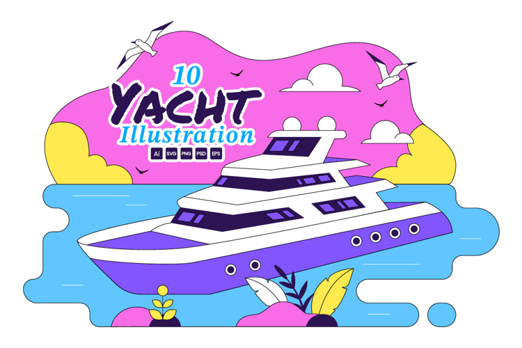 10 Luxury Yacht Tropical Illustration