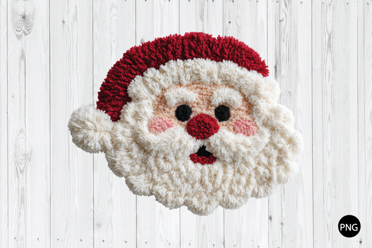 Latch Hook Yarn Santa Christmas PNG, Santa Christmas PNG
