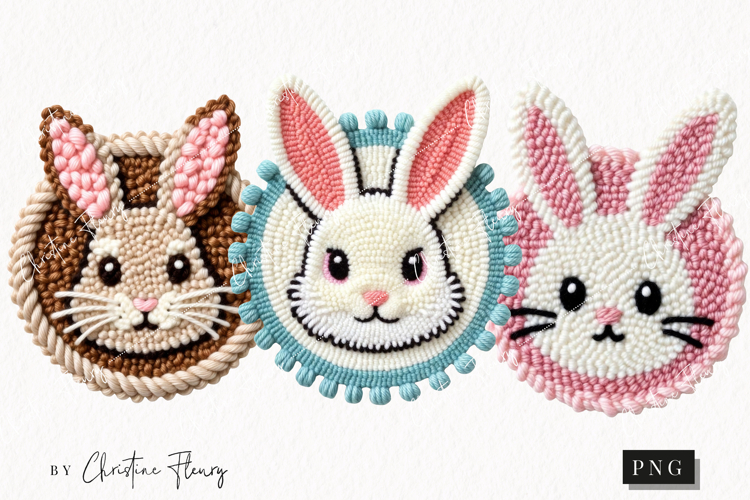 Faux Yarn Easter Bunny Badge Clipart | Easter PNG