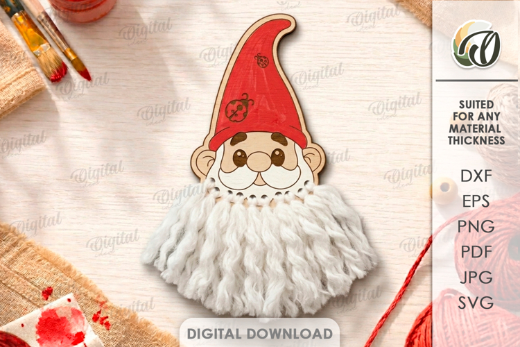Yarn Childrens Decor Laser Cut. Yarn Decoration. Gnome SVG