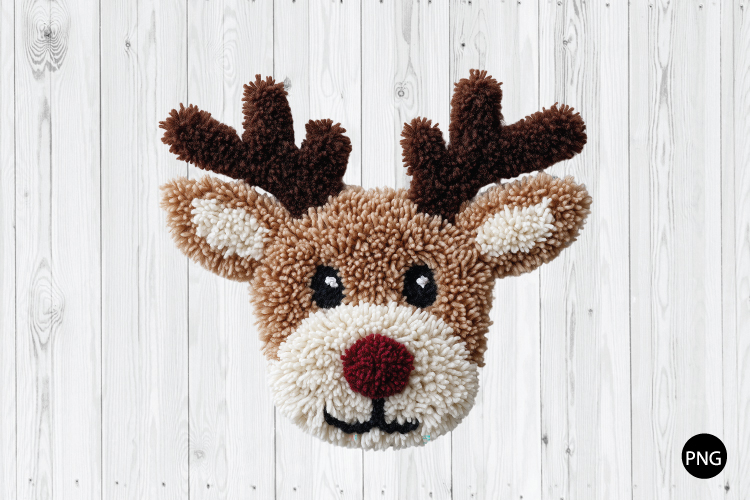 Latch Hook Yarn Christmas Reindeer PNG, Christmas Reindeer