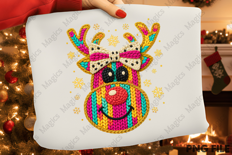 Yarn Crochet Christmas Reindeer PNG