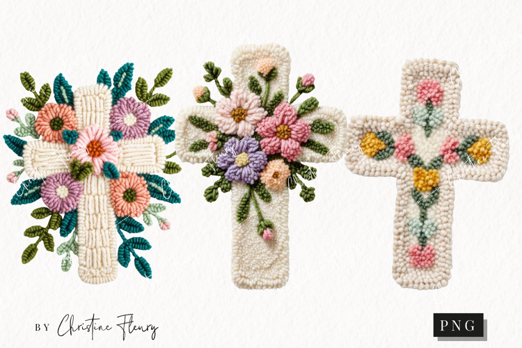 Faux Yarn Spring Cross Clipart | Christian PNG
