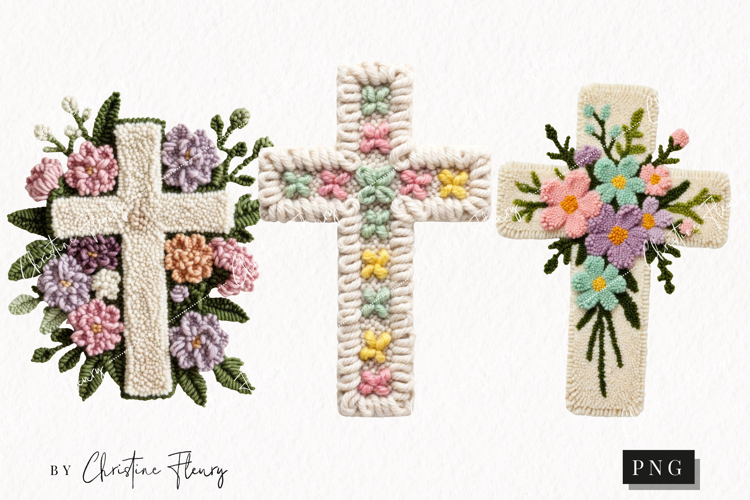 Faux Yarn Spring Cross Clipart | Christian PNG