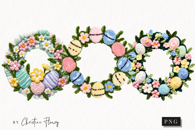 Faux Yarn Easter Wreath Clipart | Easter PNG