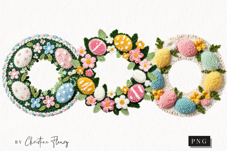 Faux Yarn Easter Wreath Clipart | Easter PNG