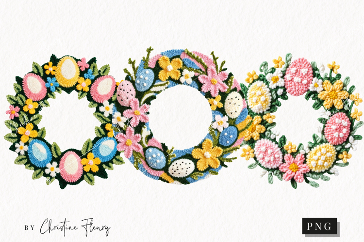 Faux Yarn Easter Wreath Clipart | Easter PNG