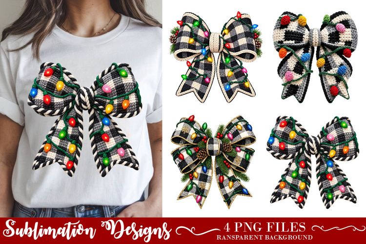 Trending Yarn Christmas Coquette Bow Png, Christmas