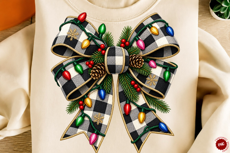 Trending Yarn Christmas Coquette Bow Png, Christmas