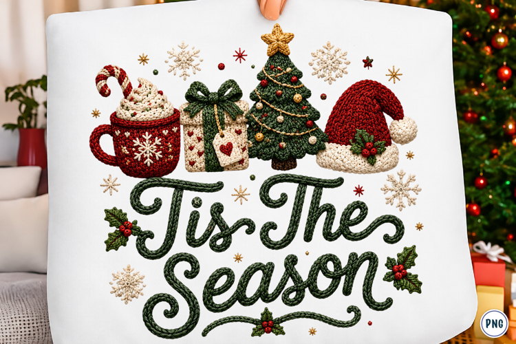 Yarn Crochet Tis the Season Christmas Png