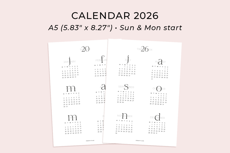 A5 Calendar 2026