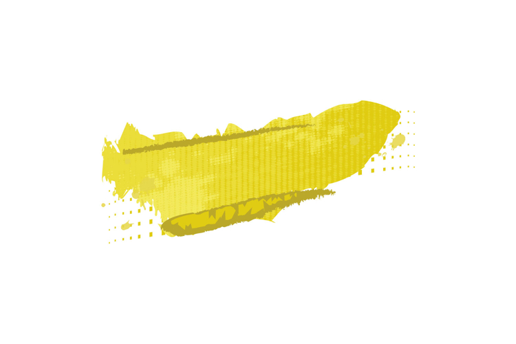 Yellow brush stroke abstract element isolated