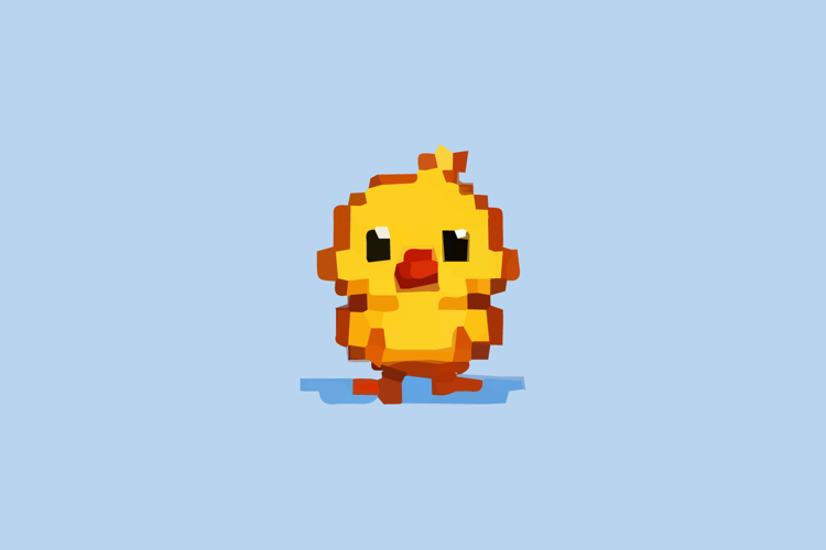 Yellow Chick Pixel Art Design Vector