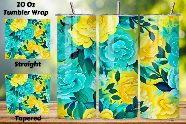 Yellow Floral Mirage Tumbler Wrap | Sublimation PNG design