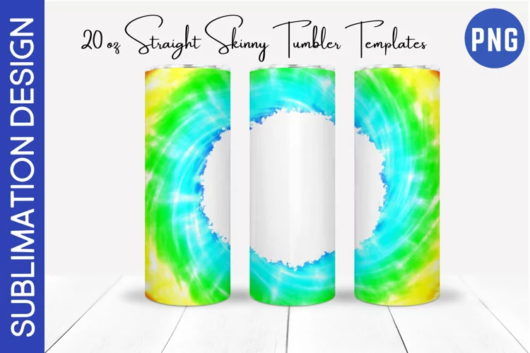 Yellow Green Blue Tie Dye 20 oz Skinny Tumbler