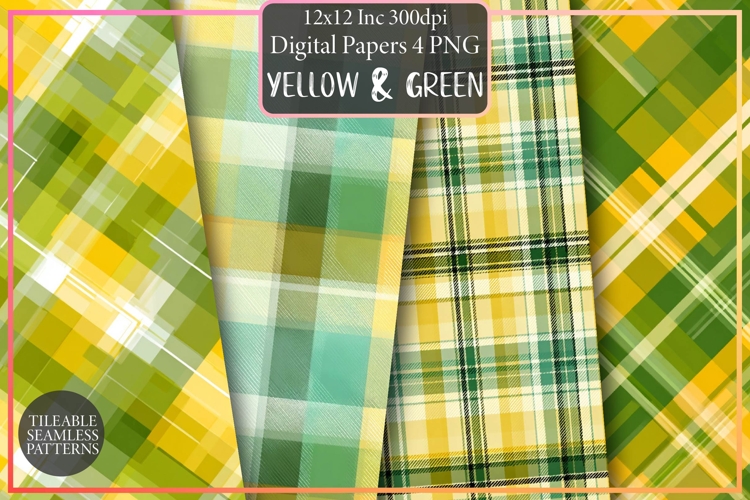 Yellow & Green Spring Plaid Pattern Design, Sublimation