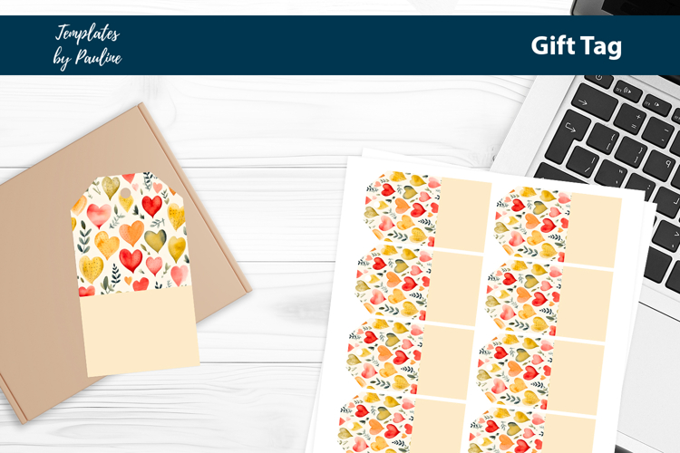 Yellow Heart Gift Tag Sheet, Printable Heart Product Label