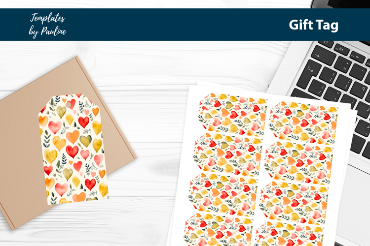 Yellow Heart Gift Tag Sheet, Printable Heart Product Label