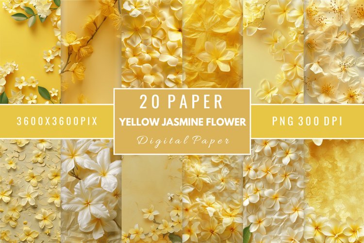 Yellow Jasmine Flowers Digital Paper Bundle