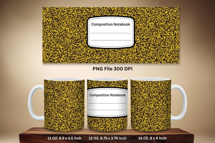 11oz & 15oz Mug Composition Book Design Teacher School Theme