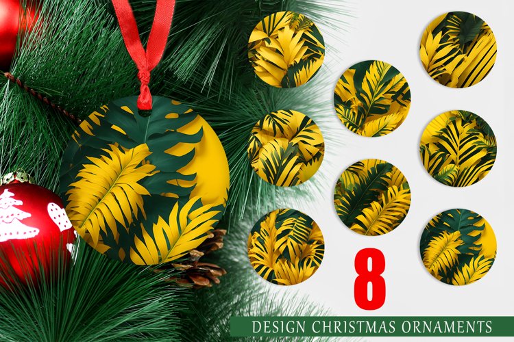 Yellow Palm Leaves Christmas Ornaments