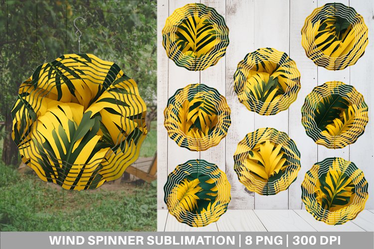 Yellow Palm Leaves Wind Spinner | Sublimation Spinner Design