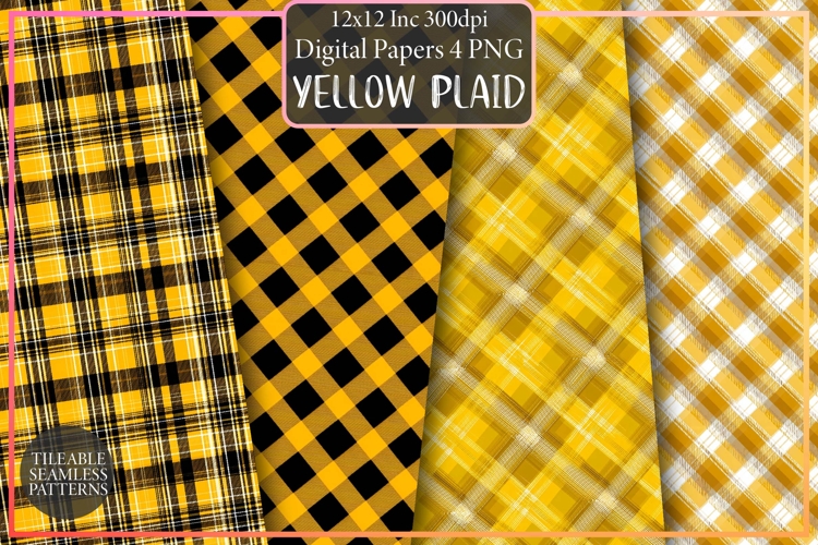 Yellow Plaid Patterns Design, Sublimation Design