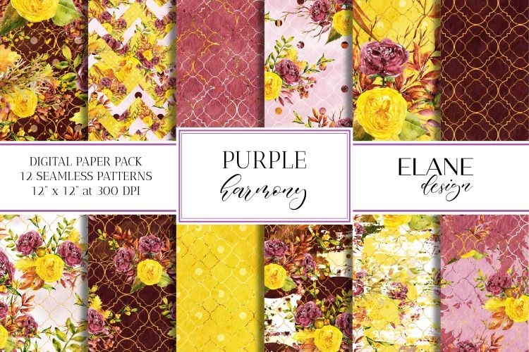 Floral Digital Paper, Ranunculus Seamless Designs