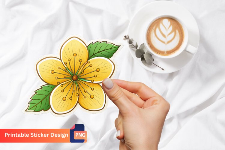 Yellow Sakura Sticker, Yellow Blossom Sticker, Floral Art example image 1