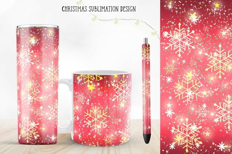 Christmas Snowflakes Tumbler Wrap. Winter Pen Design