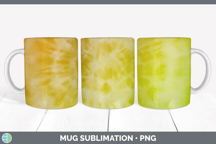 Yellow Tie Dye Mug Wrap | Sublimation Coffee Cup Designs