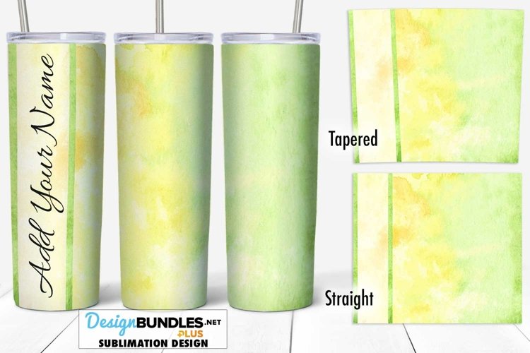 Yellow Green Watercolor 20 oz Tumbler Wrap Sublimation example image 1