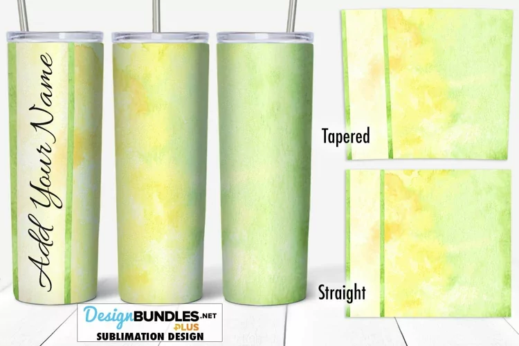 Yellow Green Watercolor 20 oz Tumbler Wrap Sublimation