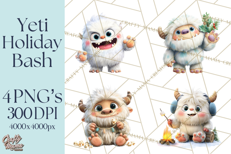 Christmas Yeti PNG, Funny Winter Clip Art