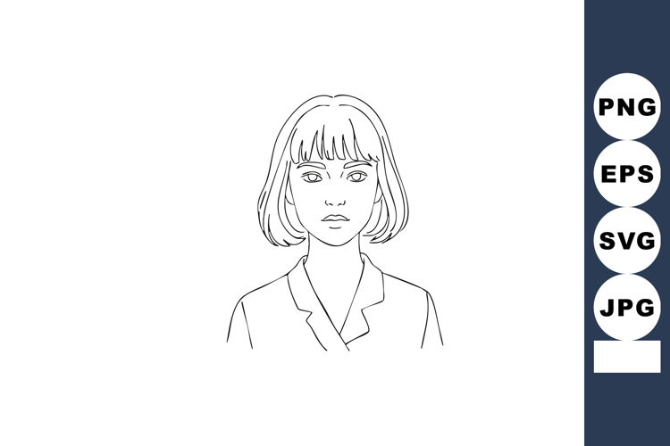 Woman portrait line art minimalistic female face illustratio